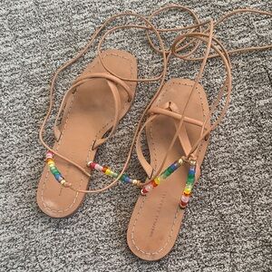Loeffler Randall Beaded Tan Sandals